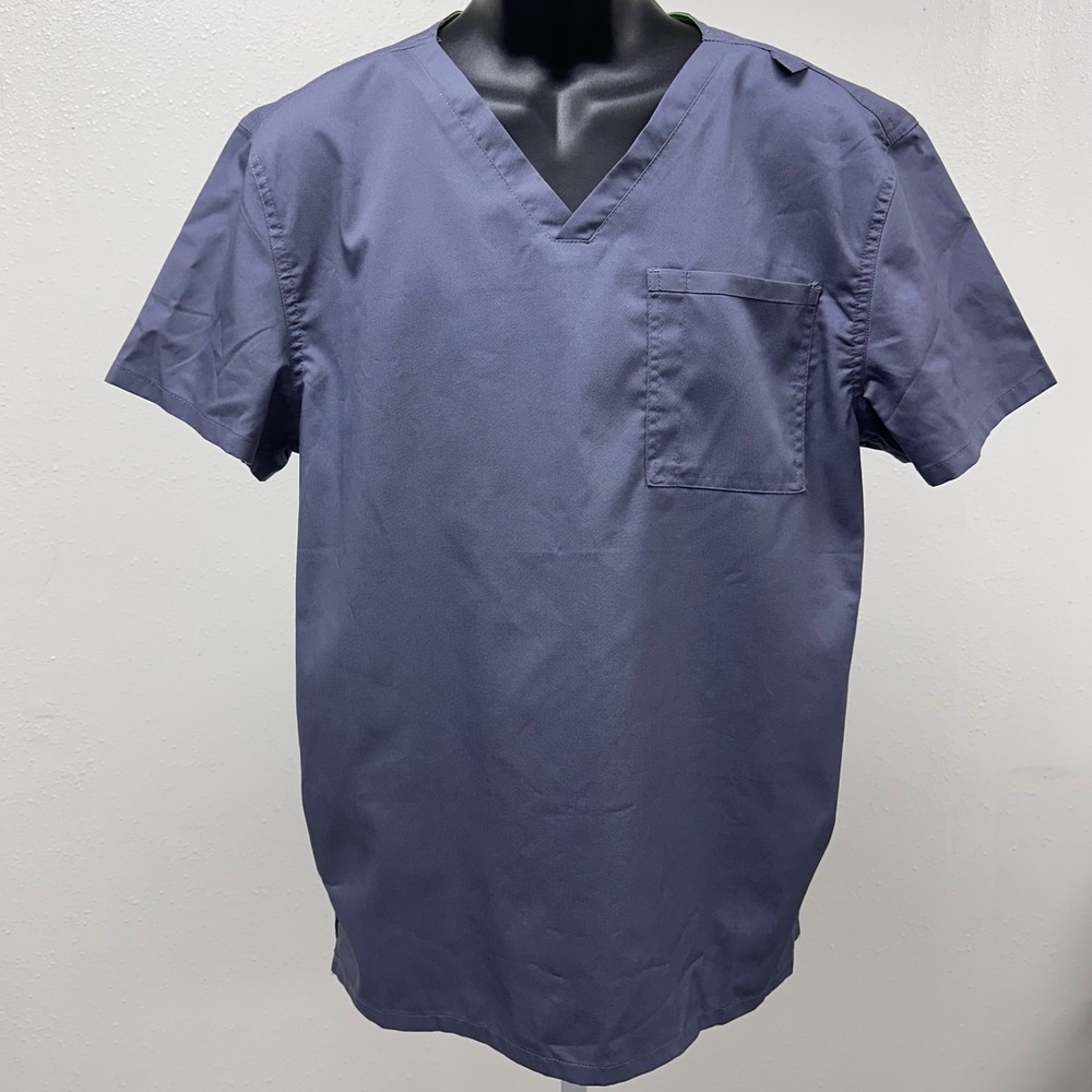 Landau CareFlex Scrub Top Modern Fit Unisex Soft Feel Gray Wrinkle Resistant MED